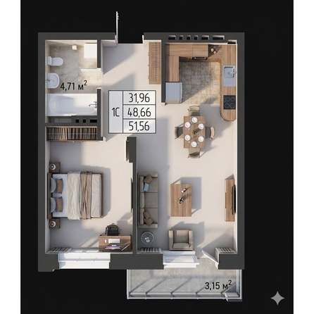 
  Продается студия 49.8 м², в ЖК Олимп . Фото 1.