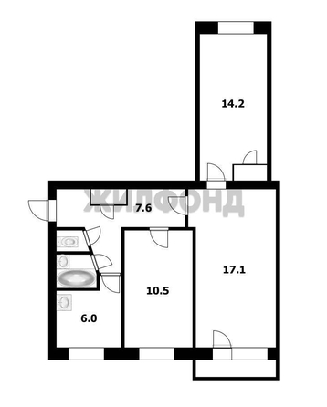 
  Продается 3-комн. квартира 59 м². Фото 2.