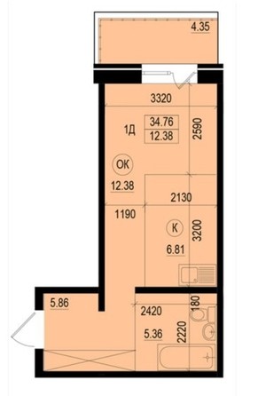 
   Продам 1-комнатную, 35 м², Взлетка, блок-секция 1

. Фото 10.