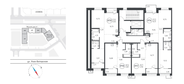 
   Продам 1-комнатную, 41.52 м², СОЮЗ PRIORITY, дом 4

. Фото 1.