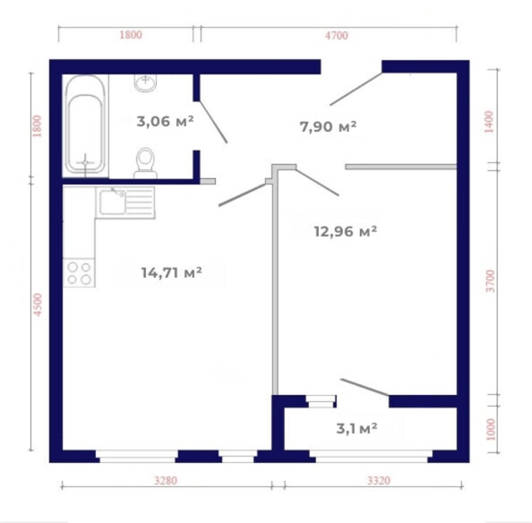 
  Продается 1-комн. квартира, 41.73 м², ЖК Юго-Западный, дом 17
. Фото 3.