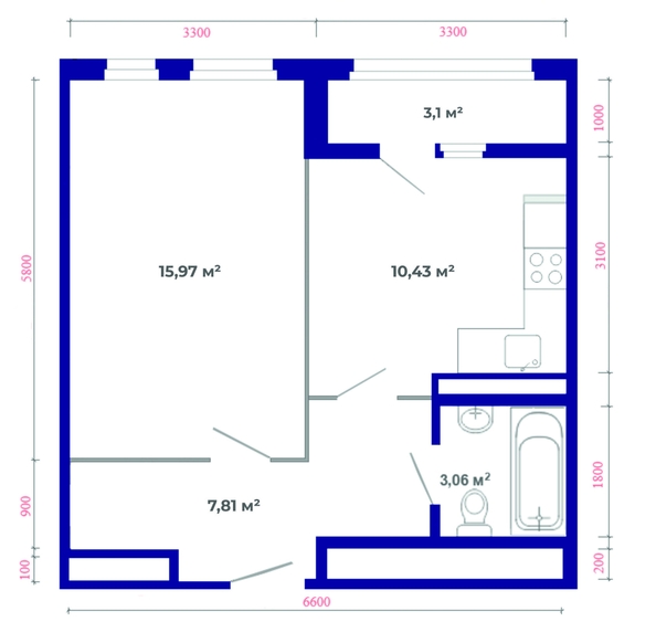 
  Продается 1-комн. квартира, 40.37 м², ЖК Юго-Западный, дом 17
. Фото 3.