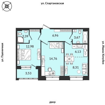 
   Продам 2-комнатную, 58.73 м², Источник, дом 5

. Фото 1.