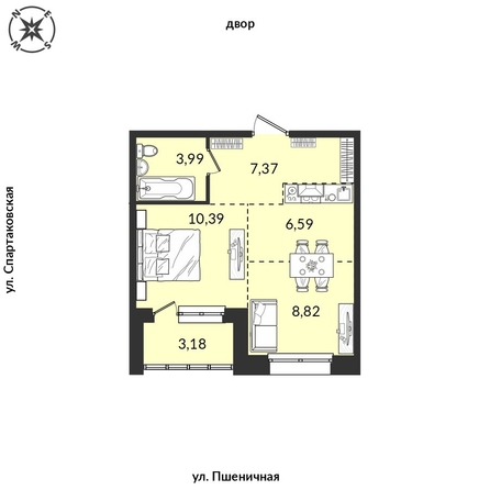 
   Продам 1-комнатную, 40.34 м², Источник, дом 6

. Фото 1.