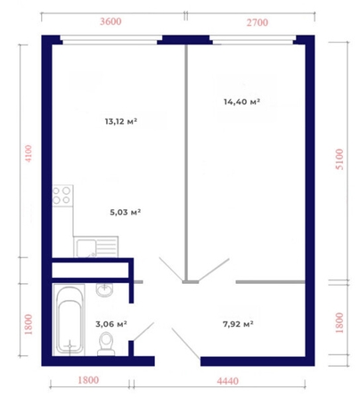 
   Продам 2-комнатную, 43.53 м², Юго-Западный, дом 17

. Фото 21.