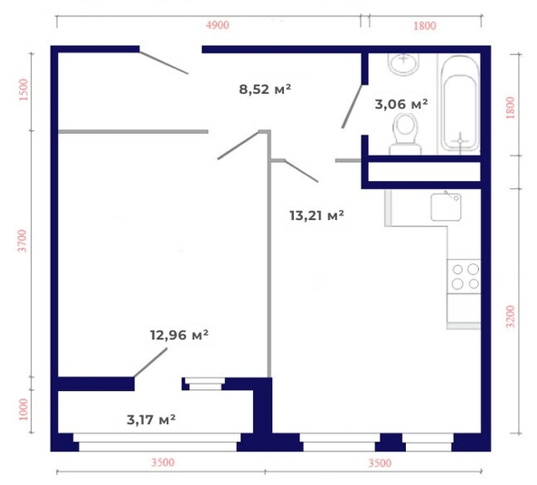 
   Продам 1-комнатную, 40.92 м², Юго-Западный, дом 17

. Фото 2.