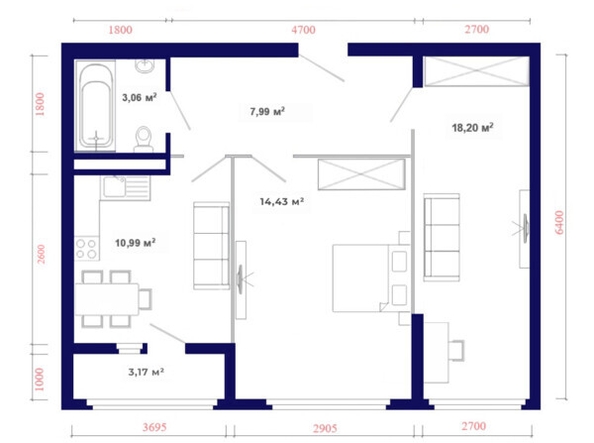 
   Продам 2-комнатную, 57.84 м², Юго-Западный, дом 17

. Фото 8.