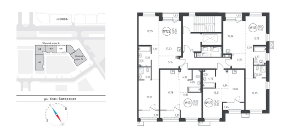 
   Продам 2-комнатную, 61.46 м², СОЮЗ PRIORITY, дом 4

. Фото 1.