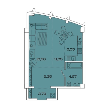 
   Продам 1-комнатную, 51.66 м², Звезды, дом 3

. Фото 1.