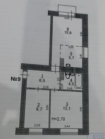 
   Продам 3-комнатную, 54.4 м², Братская ул, 44а

. Фото 3.