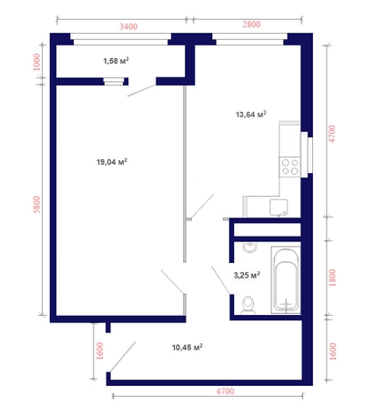 
  Продается 1-комн. квартира, 49.54 м², ЖК Юго-Западный, дом 17
. Фото 2.