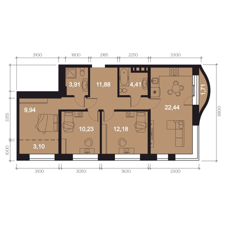 
   Продам 4-комнатную, 79.8 м², RIVERANG (РиверАнг)

. Фото 1.