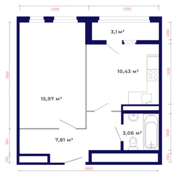 
  Продается 1-комн. квартира, 40.44 м², ЖК Юго-Западный, дом 17
. Фото 7.