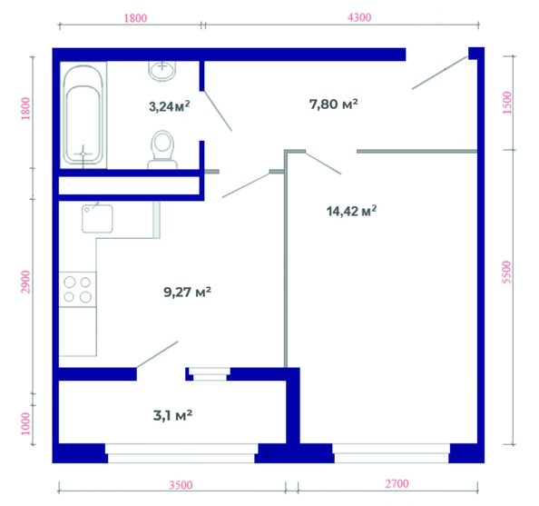 
  Продается 1-комн. квартира, 37.83 м², ЖК Юго-Западный, дом 17
. Фото 2.