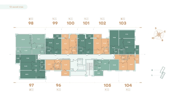 
   Продам 1-комнатную, 41.33 м², Фамилия, дом 1

. Фото 12.