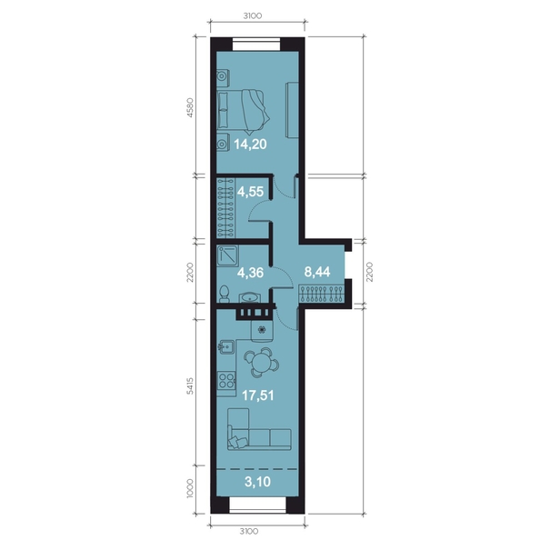 
  Продается 2-комн. квартира, 52.16 м², ЖК RIVERANG (РиверАнг)
. Фото 1.