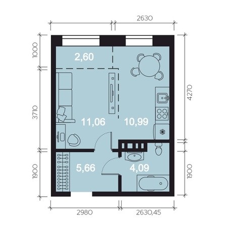 
  Продается 1-комн. квартира, 35.16 м², ЖК RIVERANG (РиверАнг)
. Фото 1.