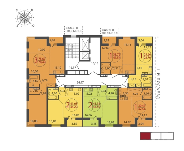 
  Продается 2-комн. квартира, 44.2 м², ЖК ЛЕРМОНТОВ ПАРК, дом 1
. Фото 11.