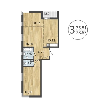 
  Продается 3-комн. квартира, 78.63 м², ЖК ЛЕРМОНТОВ ПАРК, дом 1
. Фото 8.