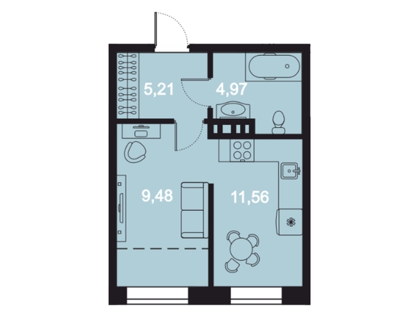 
  Продается 1-комн. квартира, 33.82 м², ЖК RIVERANG (РиверАнг)
. Фото 2.