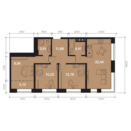 
  Продается 4-комн. квартира, 78.09 м², ЖК RIVERANG (РиверАнг)
. Фото 1.