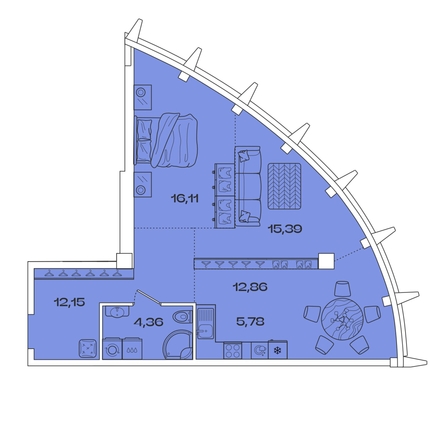 
  Продается 2-комн. квартира, 66.65 м², ЖК Звезды, дом 2
. Фото 1.