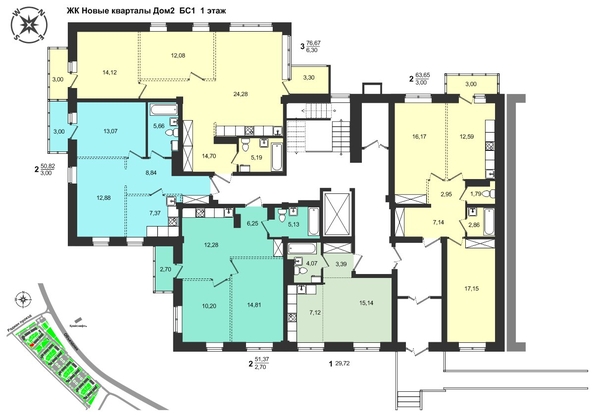
  Продается 3-комн. квартира, 76.67 м², ЖК Новые кварталы, дом 2
. Фото 1.