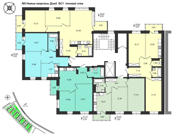 
  Продается 3-комн. квартира, 76.67 м², ЖК Новые кварталы, дом 2
. Фото 1.