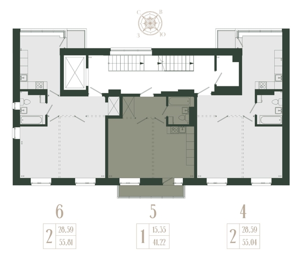 
  Продается 2-комн. квартира, 55.04 м², ЖК Новые кварталы, дом 2
. Фото 2.