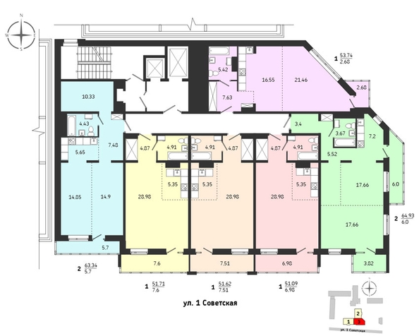 
  Продается 1-комн. квартира, 51.71 м², ЖК Суворов
. Фото 3.