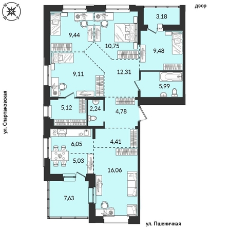 
  Продается 4-комн. квартира, 112.42 м², ЖК Источник, дом 6
. Фото 1.