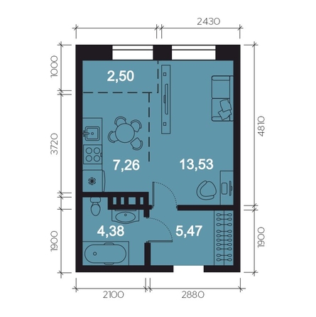 
  Продается 1-комн. квартира, 33.14 м², ЖК RIVERANG (РиверАнг)
. Фото 1.