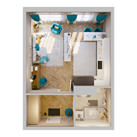 
  Продается 1-комн. квартира, 33.14 м², ЖК RIVERANG (РиверАнг)
. Фото 2.