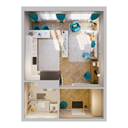 
  Продается 1-комн. квартира, 33.14 м², ЖК RIVERANG (РиверАнг)
. Фото 2.