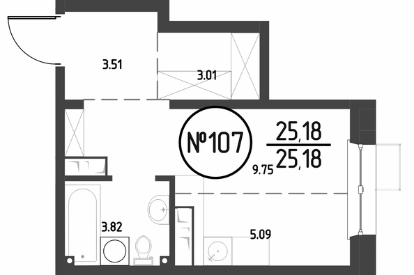 
  Продается 1-комн. квартира, 25.18 м², ЖК СОЮЗ ПРИОРИТИ МАХ, д. 4
. Фото 5.