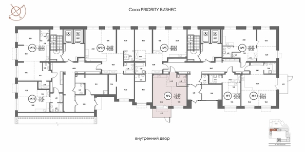 
  Продается 1-комн. квартира, 46.72 м², ЖК СОЮЗ ПРИОРИТИ МАХ, д. 4
. Фото 1.