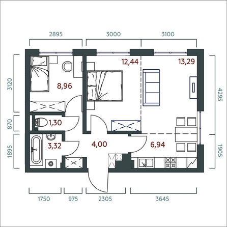
  Продается 2-комн. квартира 53.54 м², в ЖК Салют. Фото 1.