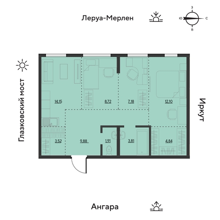 
  Продается 3-комн. квартира 64.6 м², в ЖК Затон, блок-секция 2. Фото 1.