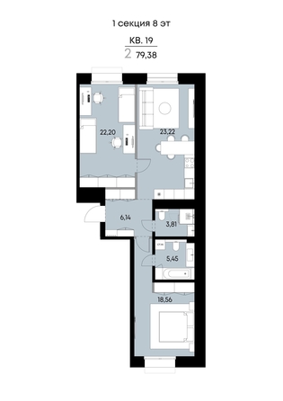 
  Продается 2-комн. квартира 79.38 м², в ЖК ВЕКТОР премиум-квартал, дом 1. Фото 1.
