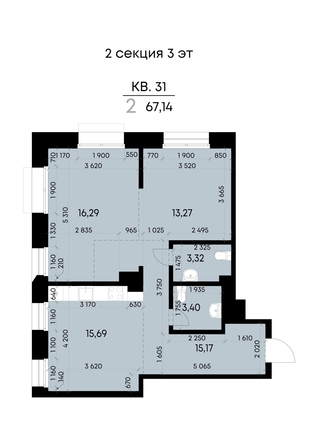 
  Продается 2-комн. квартира 67.14 м², в ЖК ВЕКТОР премиум-квартал, дом 1. Фото 2.
