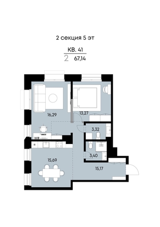 
  Продается 2-комн. квартира 67.14 м², в ЖК ВЕКТОР премиум-квартал, дом 1. Фото 1.