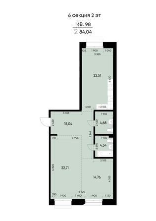 
  Продается 2-комн. квартира 84.04 м², в ЖК ВЕКТОР премиум-квартал, дом 2. Фото 2.