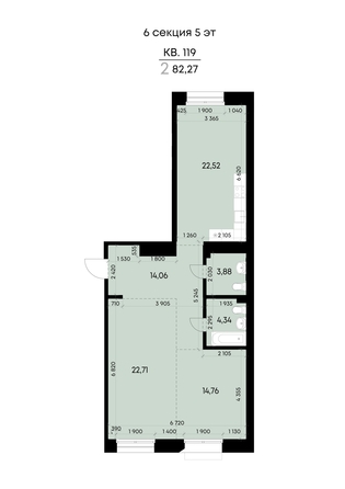 
  Продается 2-комн. квартира 82.27 м², в ЖК ВЕКТОР премиум-квартал, дом 2. Фото 2.