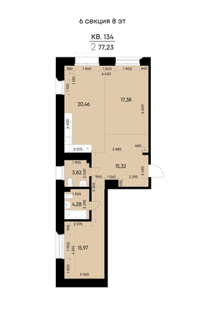 
  Продается 2-комн. квартира 77.23 м², в ЖК ВЕКТОР премиум-квартал, дом 2. Фото 2.