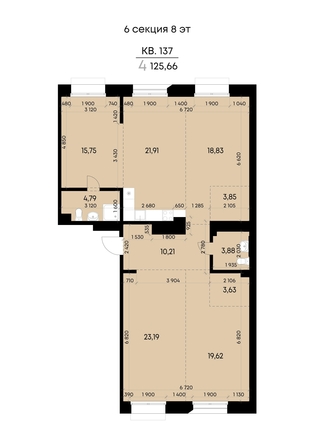 
  Продается 4-комн. квартира 125.66 м², в ЖК ВЕКТОР премиум-квартал, дом 2. Фото 2.