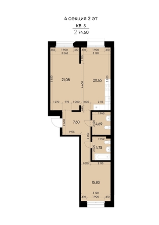 
  Продается 2-комн. квартира 74.6 м², в ЖК ВЕКТОР премиум-квартал, дом 2. Фото 2.