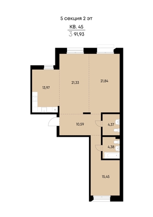 
  Продается 3-комн. квартира 91.93 м², в ЖК ВЕКТОР премиум-квартал, дом 2. Фото 2.
