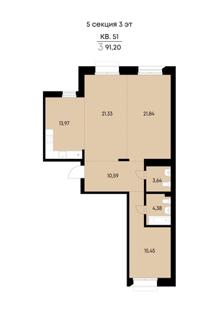 
  Продается 3-комн. квартира 91.2 м², в ЖК ВЕКТОР премиум-квартал, дом 2. Фото 2.