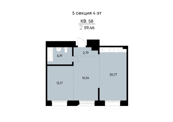 
  Продается 2-комн. квартира 59.46 м², в ЖК ВЕКТОР премиум-квартал, дом 2. Фото 2.