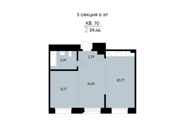 
  Продается 2-комн. квартира 59.46 м², в ЖК ВЕКТОР премиум-квартал, дом 2. Фото 2.